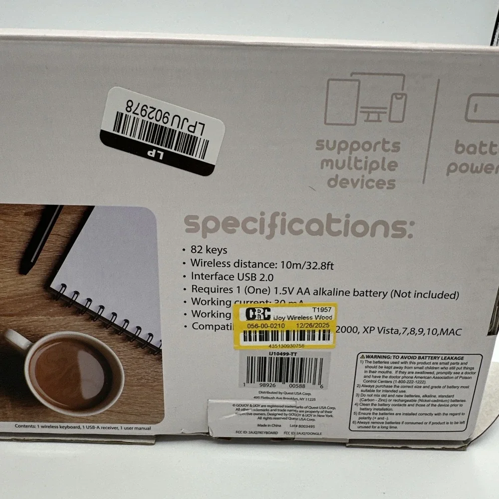 iJoy Wireless Wooden Keyboard - Open Box